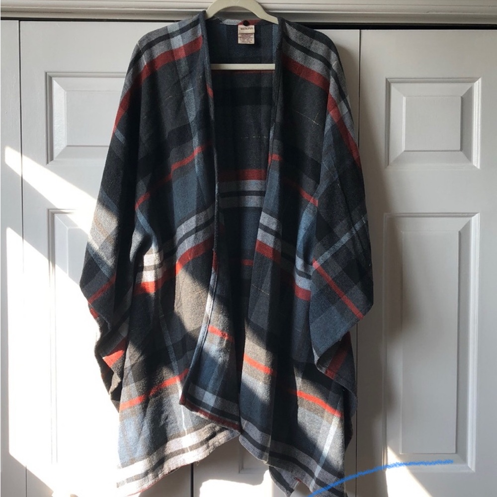 Plaid Poncho Wrap - Picture 2 of 2
